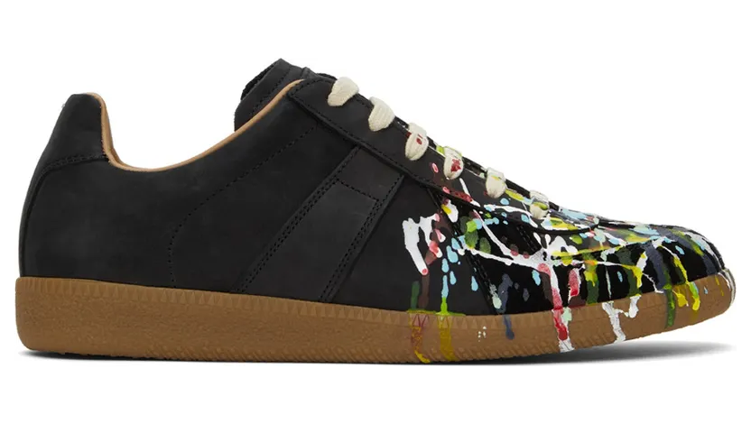 Maison Margiela White and Grey Paint Drop Replica Sneakers (S57WS0240 P1892)