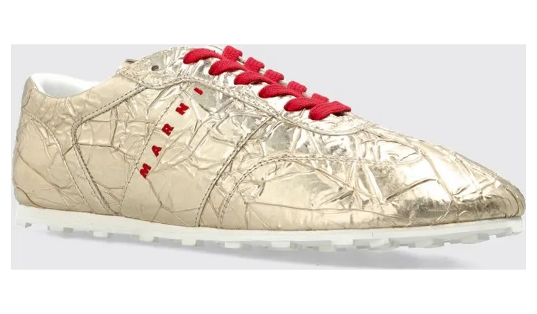 Marni Crackled Leather Low Top with Notched Sole Silver (SNZW021100P254000N20)