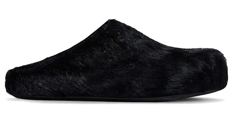Marni Long Hair Calfskin Fussbett Sabot Mule Black (SBMR000600P412200N99)