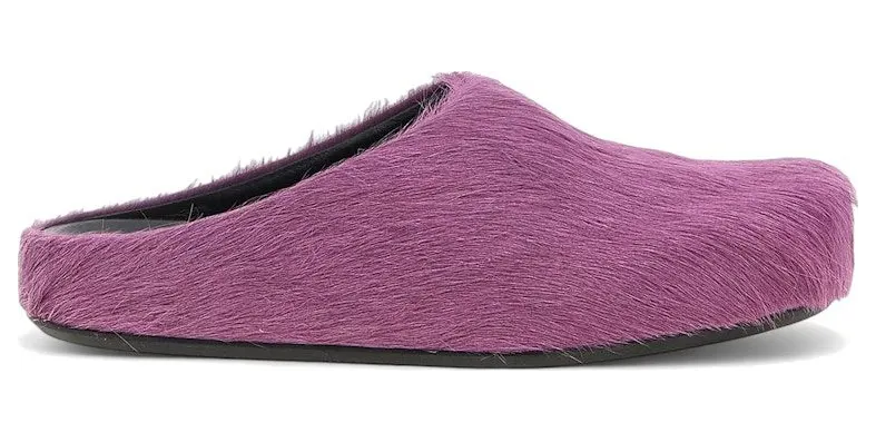 Marni Long Hair Calfskin Fussbett Sabot Mule Prune Violet (SBMS004601P412200C68)