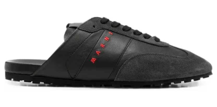 Marni Softy Socce leren with logoprint – Black (SNZU019500P9097)