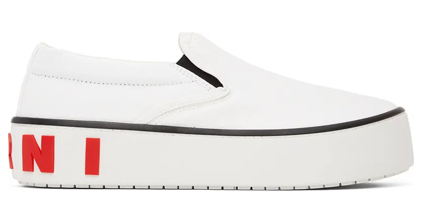 Marni White Canvas Slip-on (SNZU009603 P3571)