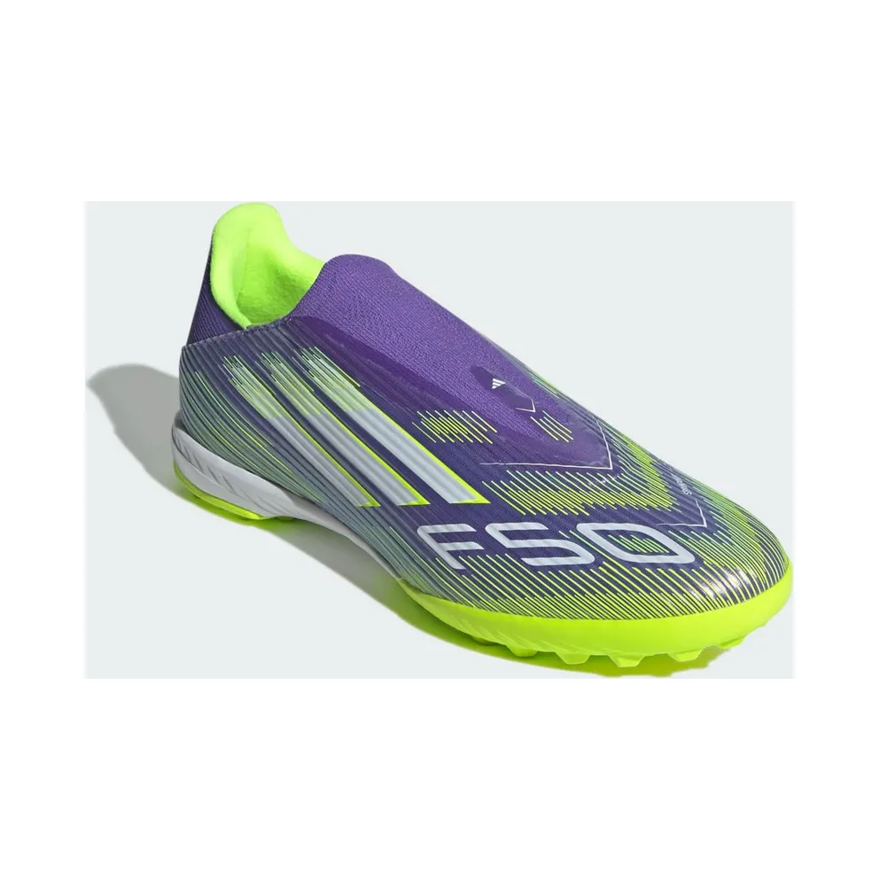 adidas F50 League Laceless TF Purple Rush Cloud White Lucid Lemon (JH7727)