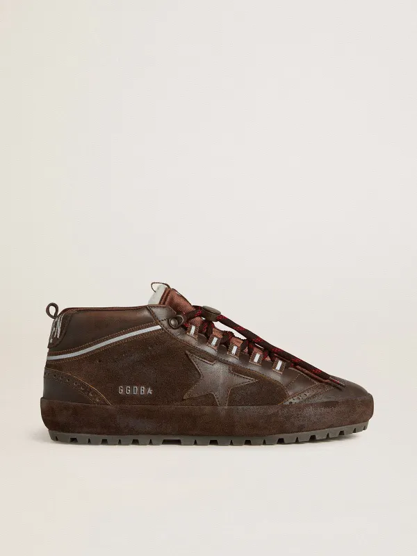 Golden Goose Mid Star Ski In Brown Suede With Leather Star And Suede Heel Tab (GMF01017.F008005.55381)