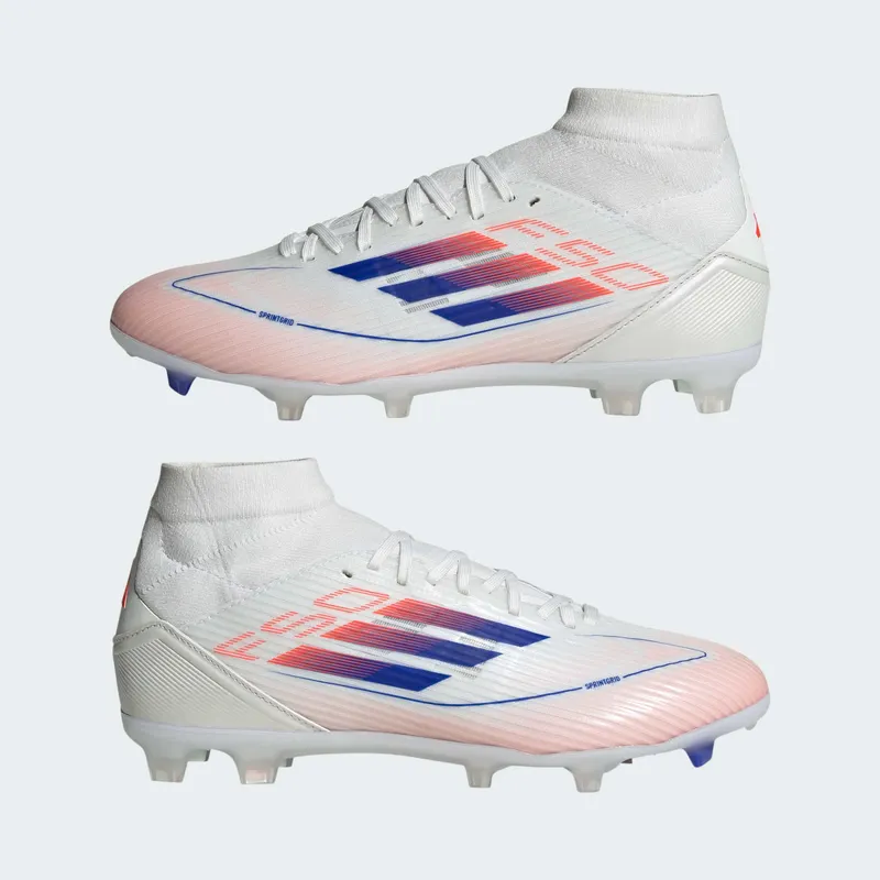 adidas F50 League Mid-Cut Firm/Multi-Ground Cloud White Lucid Blue Solar Red (ID9190)