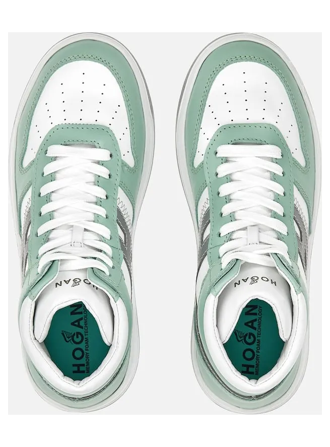 Sneakers Hogan H630 High Top White Green Silver (HXW6300EU40OE6543X) (3)