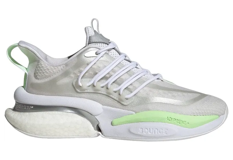 adidas Alphaboost V1 Cloud White Silver Metallic Green Spark (IG3727)