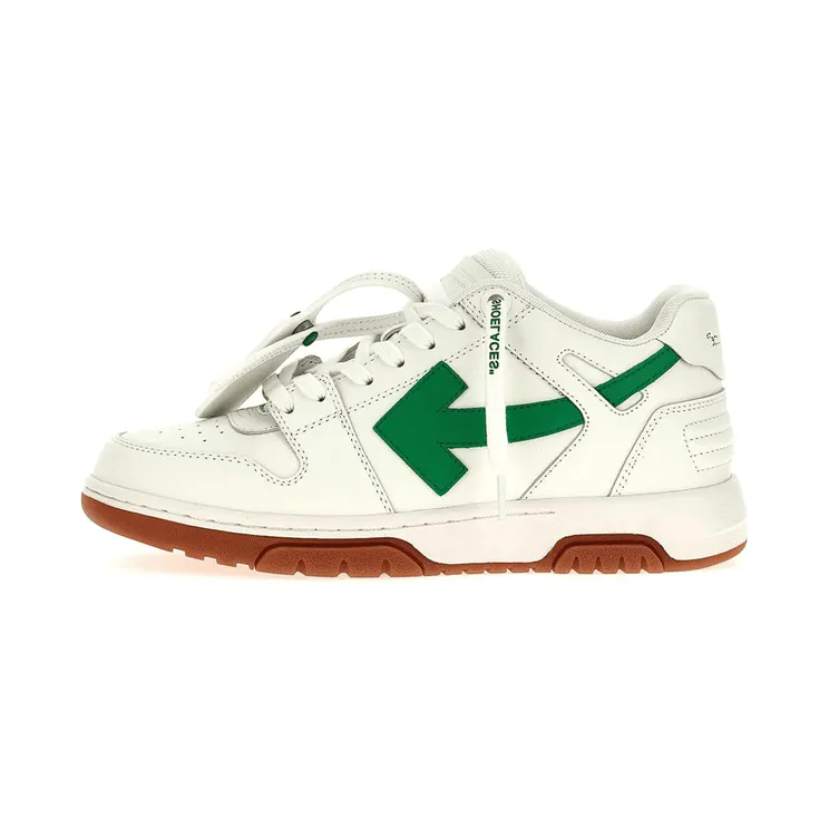 OFF-WHITE Out Of Office OOO Low Tops White Bright Green Brick Red (OMIA189S24LEA0010155)