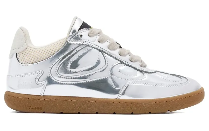 GANNI Sneakers mit Kontrasteinsätzen – Silber (S3232)