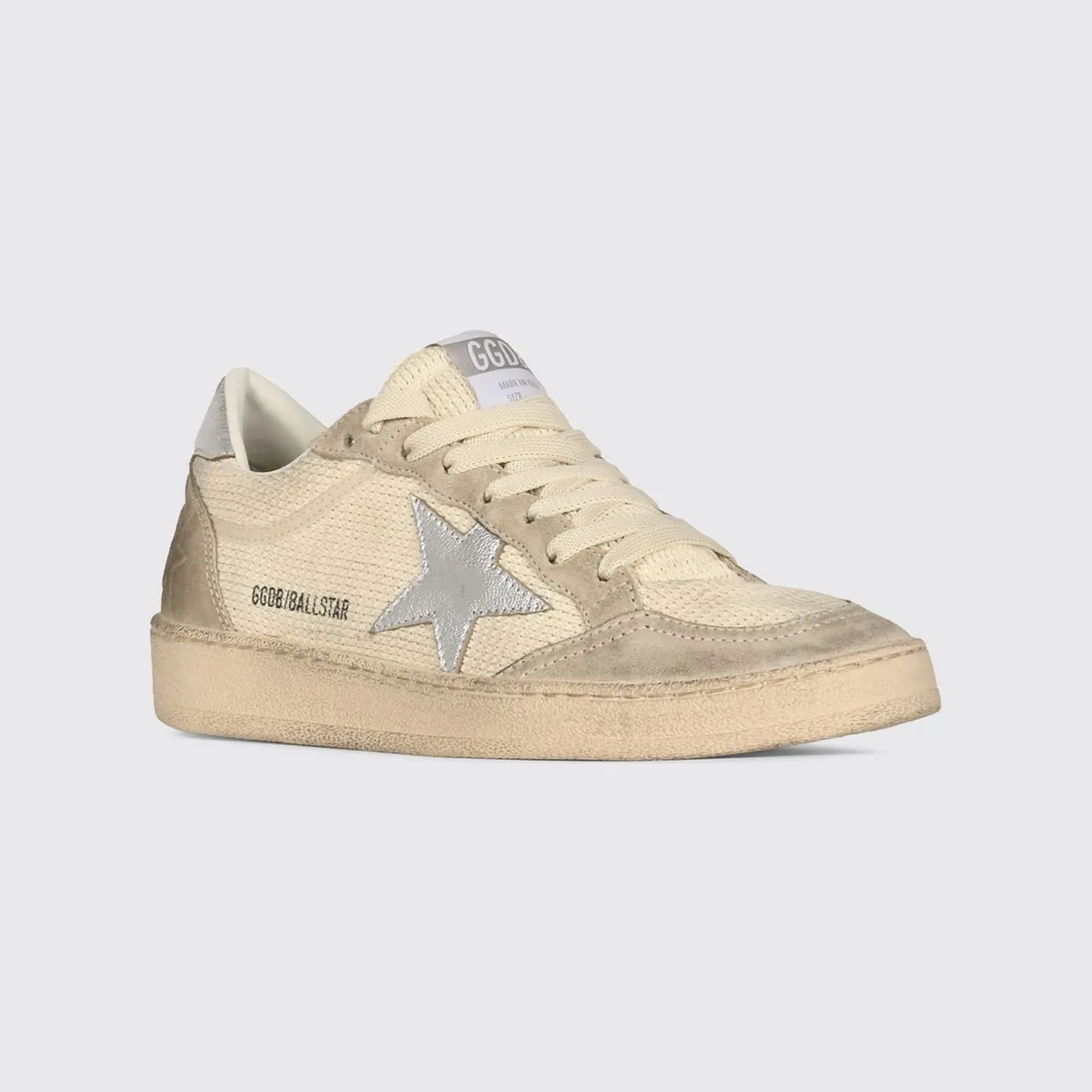 Golden goose Ball Star Distressed Leather and Cotton Sneakers Nude (GWF00117F00876015260)