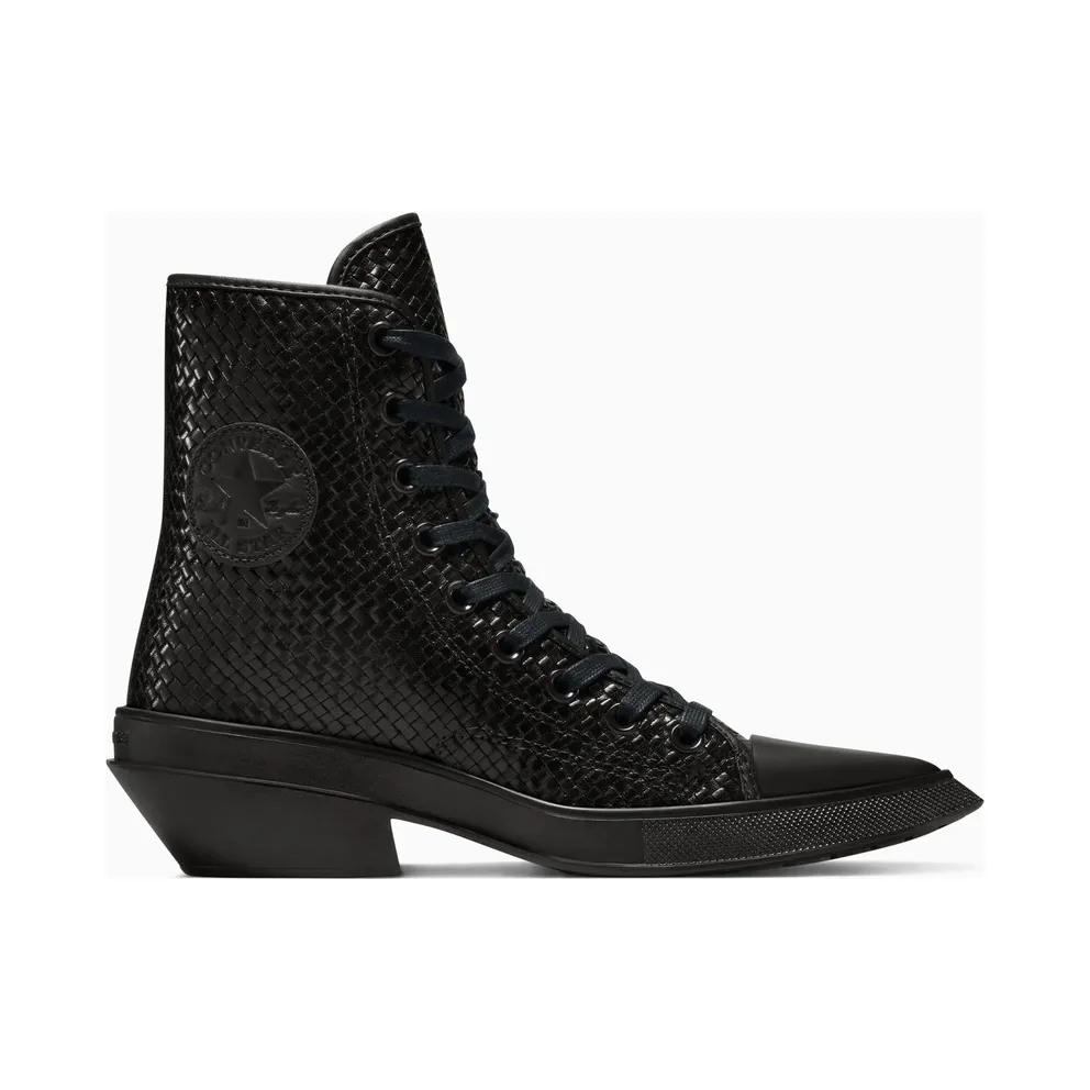 Converse Chuck 70 De Luxe Pointed Platform Woven Leather Black Black/Egret/Black (A15435C)