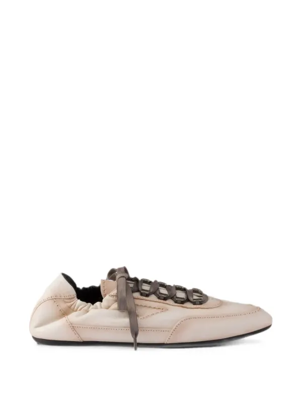 Prada Collaps nappa leren sneakers with haken – Beige (2EE490FG0002HKD)