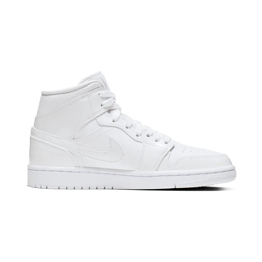 Jordan 1 Mid Triple White Patent Swoosh (W) White/White-White (BQ6472-100)
