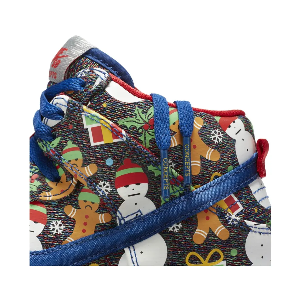 Nike SB Dunk High Concepts Ugly Christmas Sweater 2017 (PS) Blue Ribbon/Blue Ribbon-Atom Red (AO1557-446)