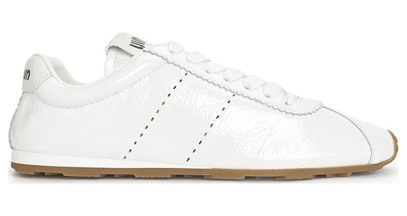 Miu Shiny Leather Plume Sneakers White Gum (5E114E-6OR-F0009)