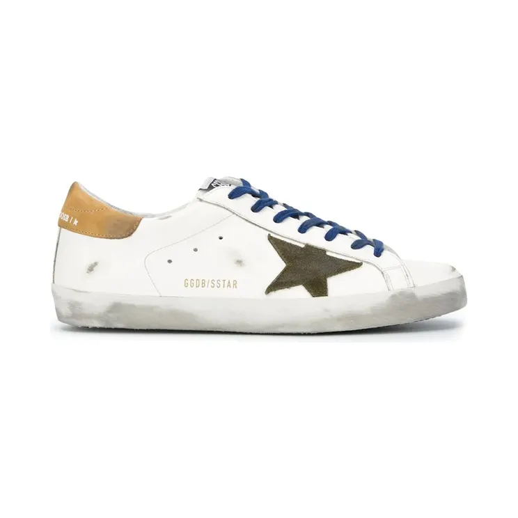 Golden Goose Super-Star White Vacchetta Tan Dill Green Patch (GMF00101F00036810289)