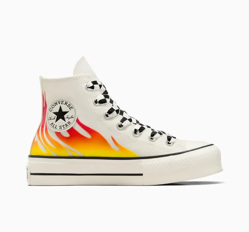 Converse Chuck Taylor All Star Lift Platform Flames Egret/enamel Red/Black – “White” (A07892C)