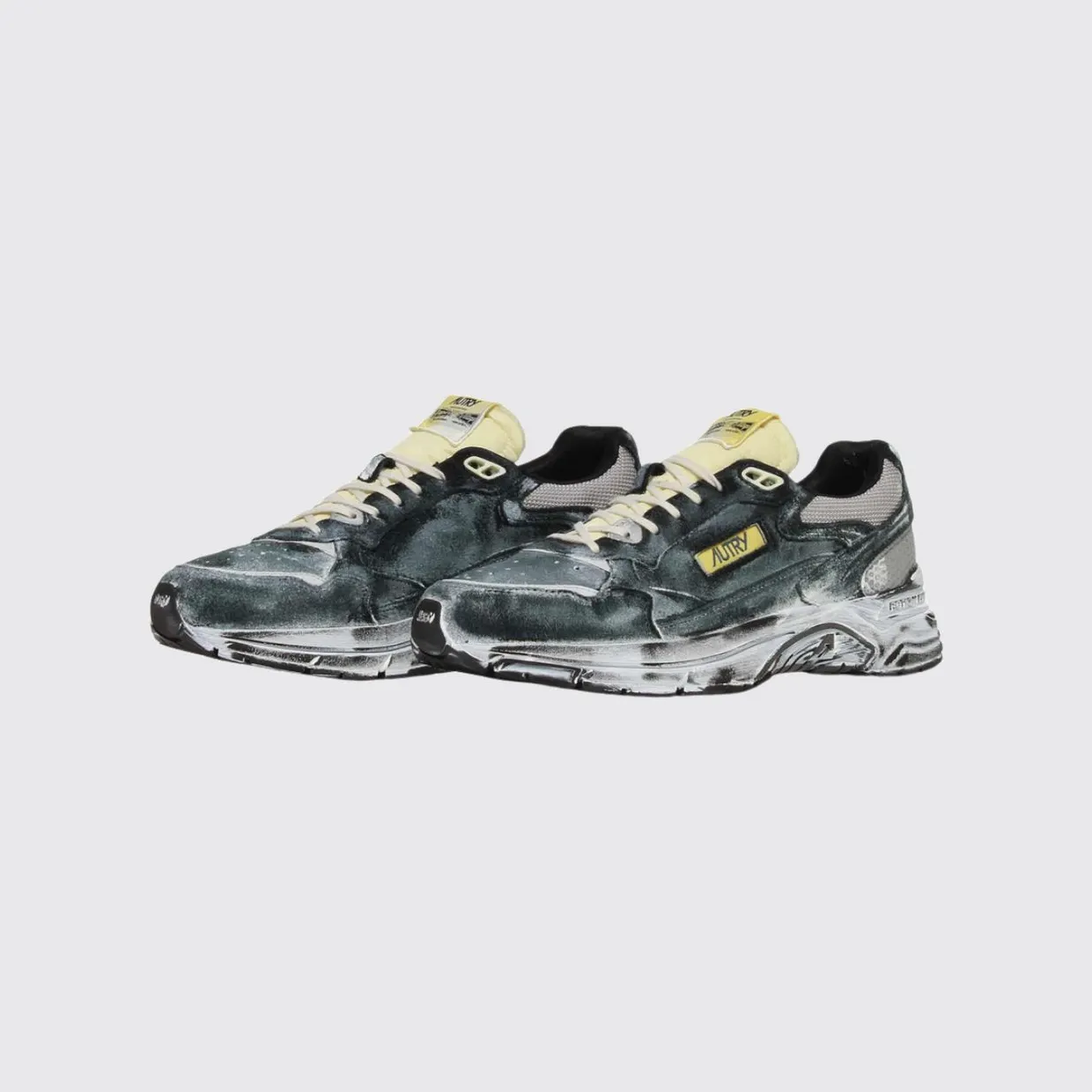 Autry Hyperway Two-Tone Suede Sneakers with a Worn-Out Effect Black (HVLMJB05)