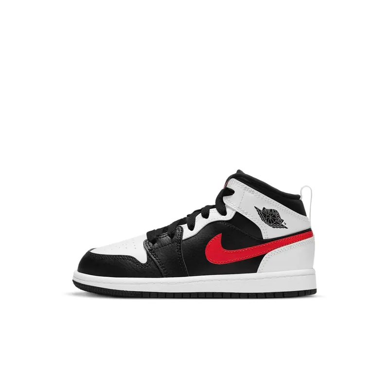 Jordan 1 Mid White Black Chile Red (PS) (640734-075)