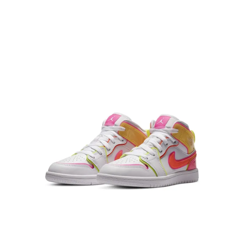 Jordan 1 Mid SE Edge Glow (PS) White/Hyper Crimson-Pink Blast (CV4612-100)