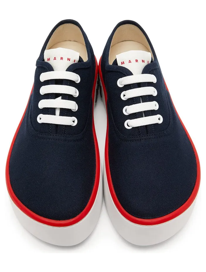 Marni Navy Maxi Logo Paw Sneakers (SNZU009503 P3571) (5)