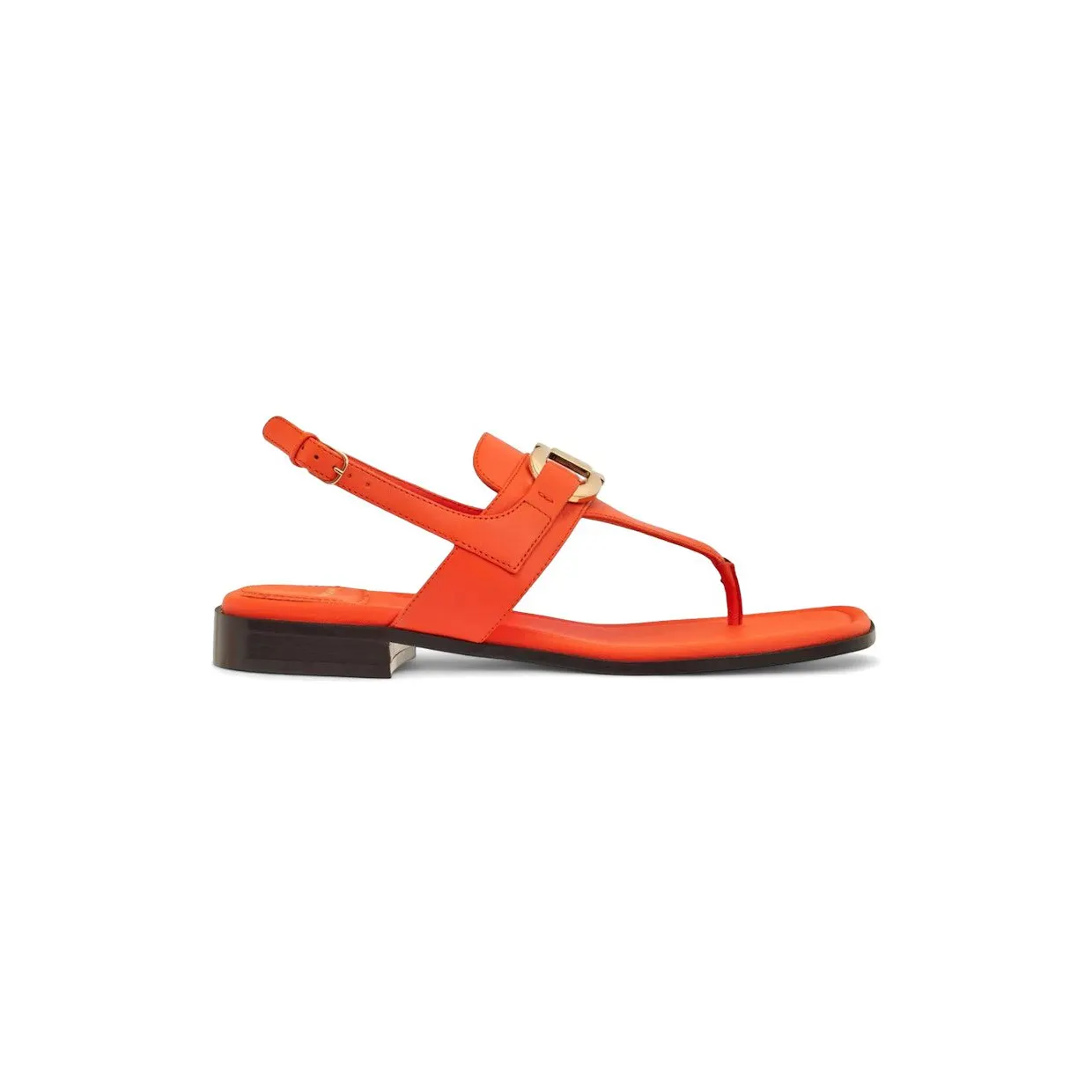 Ferragamo Gancini Leather Flat Sandals Orange (01G998769646)