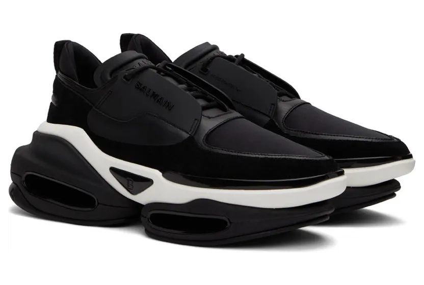Balmain Black Leather B-Bold Low-Top Sneakers (XM0VI277LSOW) (4)