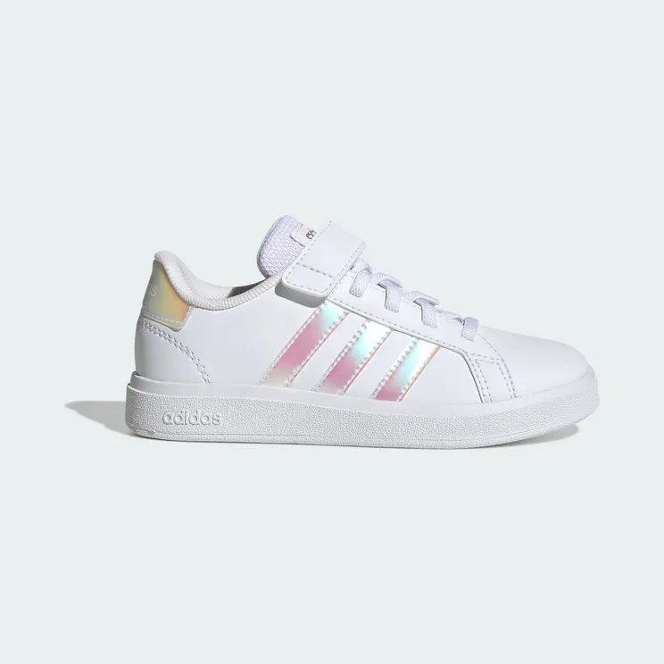 adidas Grand Court Lifestyle Court Elastic Lace And Top Strap “Cloud White / Iridescent / Cloud White” (GY2327)