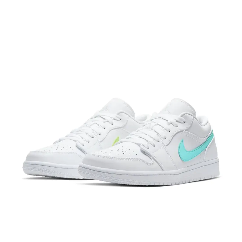 Jordan 1 Low White Multi-Color Swoosh White/Multi-Color-Light Aqua (CW7033-100)