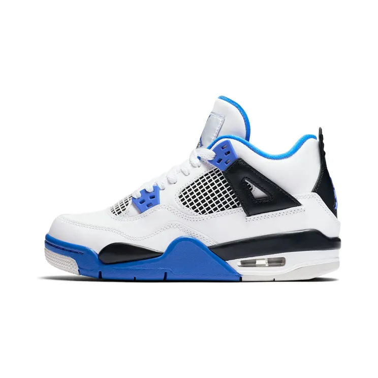Air Jordan 4 Retro BG White – Motorsports “White / Black / Game Royal” (408452-117)