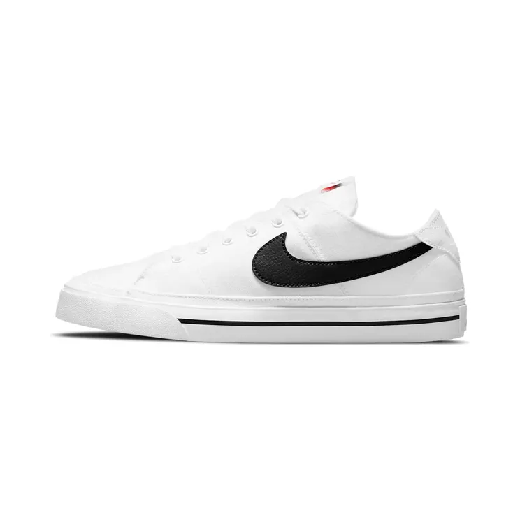 Nike Court Legacy Canvas White Black Swoosh “White / Black” (CW6539-101)