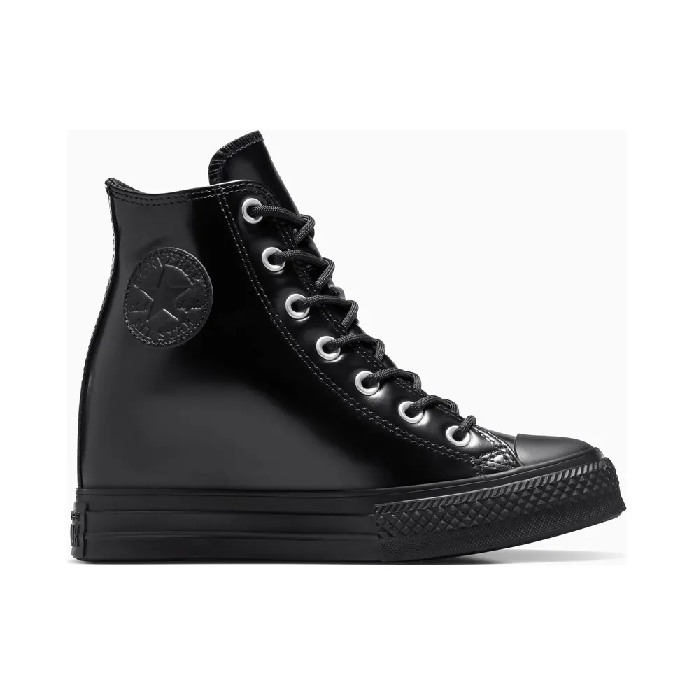 Converse Chuck Taylor All Star Wedge Platform Leather Black Black/ White (A12827C)