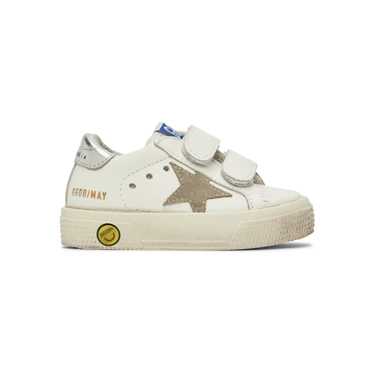 Golden Goose Baby White & Taupe May School Sneakers (GJF00198.F002803.10876)
