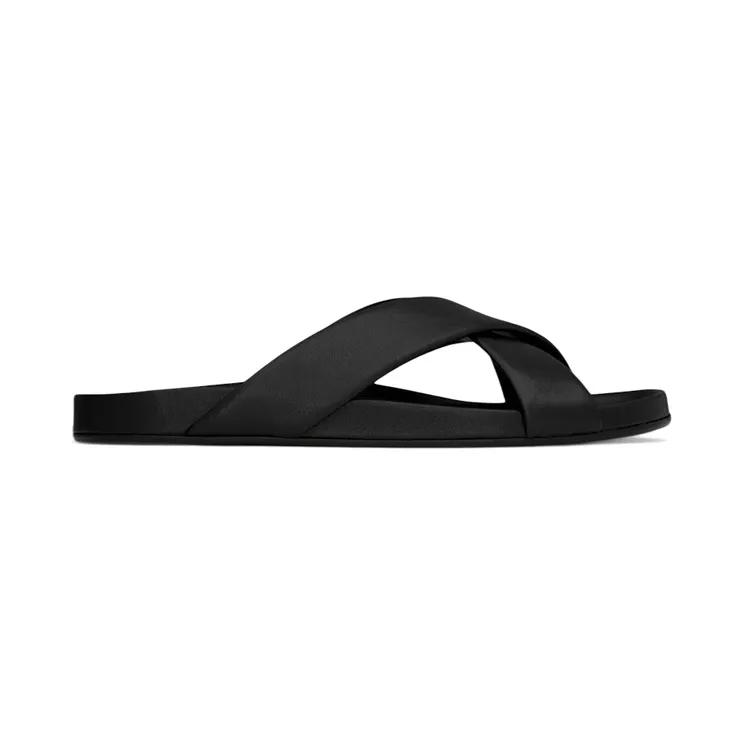 Saint Laurent Nichols Slides Black Smooth Leather (860982 AAF4C 1000)