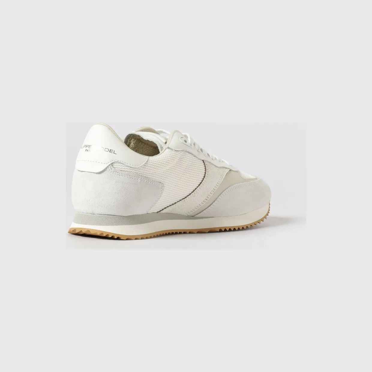 Philippe Model Low-Top Sneakers in Calf Leather and Mesh with Laminated Logo White (BVLUW001) (2)