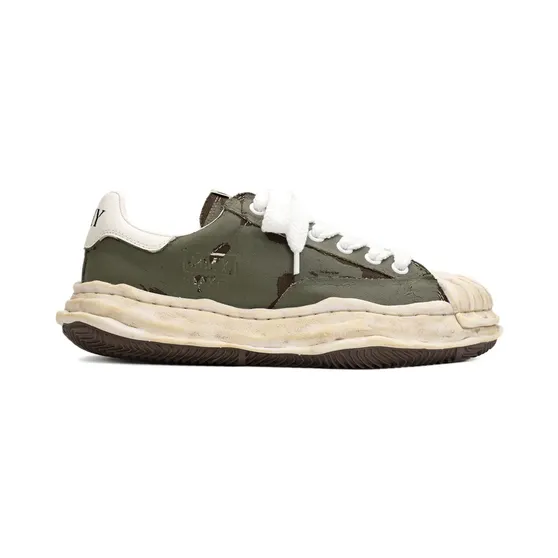 Maison Mihara Yasuhiro Blakey low-top met gescheurde film “Green” (A15FW727)