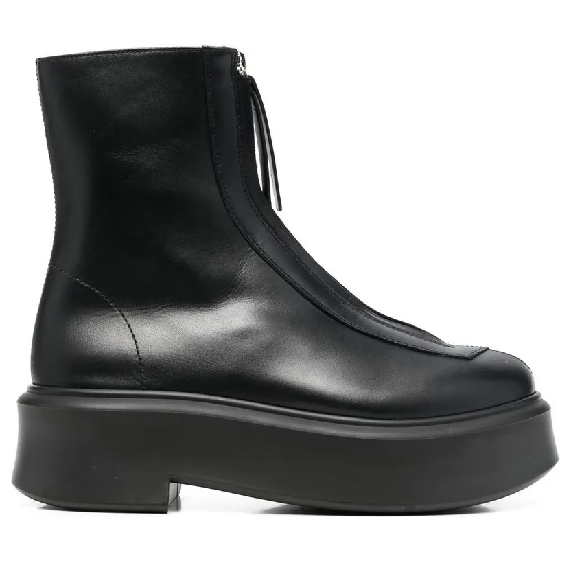 The Row Zipped Leather Boots F1144L64RBLK
