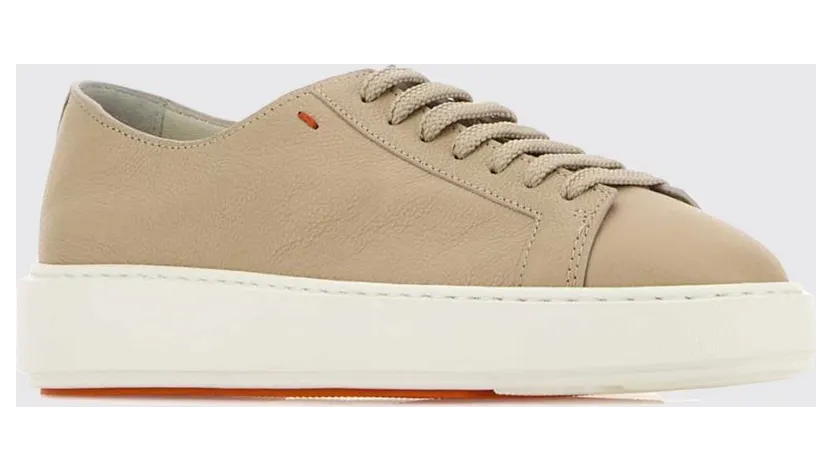 Santoni Low-Top Grained Calf Leather Sneakers with Round Toe Nude (WBCD61322BARCDYIP10)