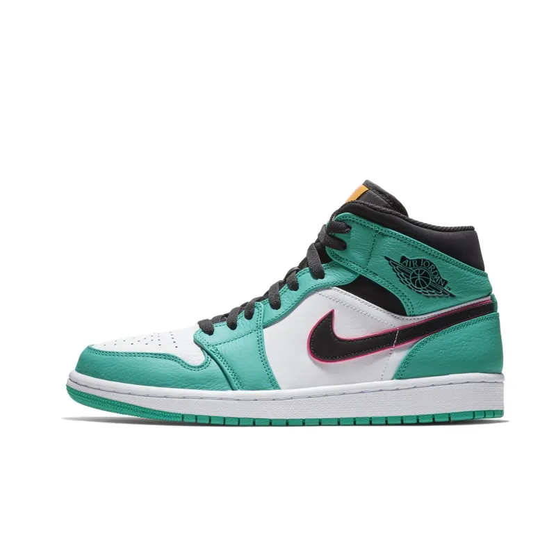 Jordan 1 Mid South Beach Turbo Green/Black-Hyper Pink-Orange Peel (852542-306)