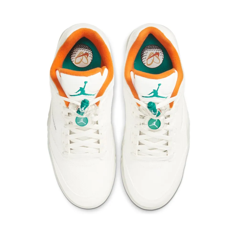 Jordan 5 Retro Low Golf Lucky and Good Sail/Starfish-Neptune Green-Obsidian (CW4204-100)
