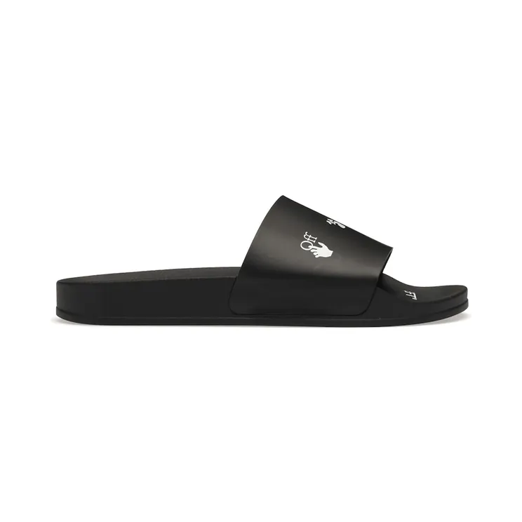 OFF-WHITE Drowning Man Logo Slides Black White FW21 (OMIA088F21FAB0041001)