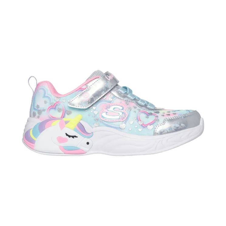 Skechers S-Lights: Unicorn Dreams “Heart Sparkles Silver” (303063CSMLT)