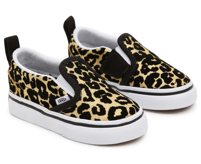 VANS Flocked Leopard Classic Slip-on Velcro Peuterschoenen Zwart (VN000UBSABS)