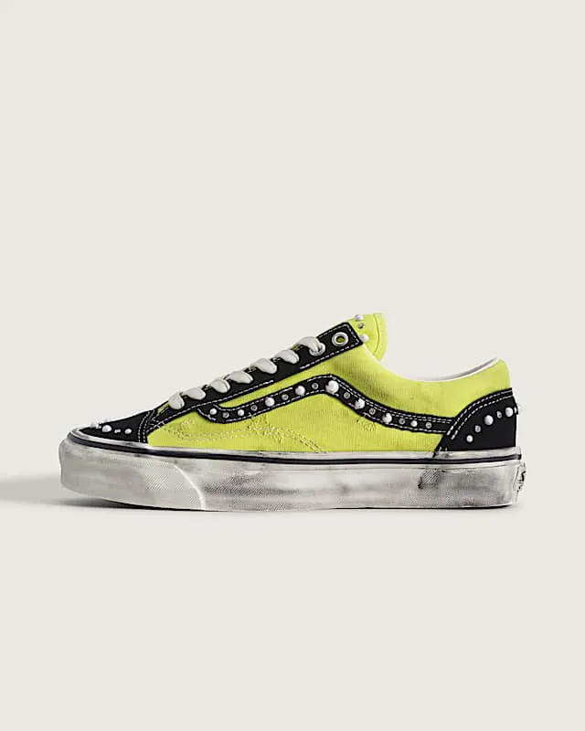Vans Old Skool 36 Pearlized “Lime”: parels op zwart, limegeel eromheen