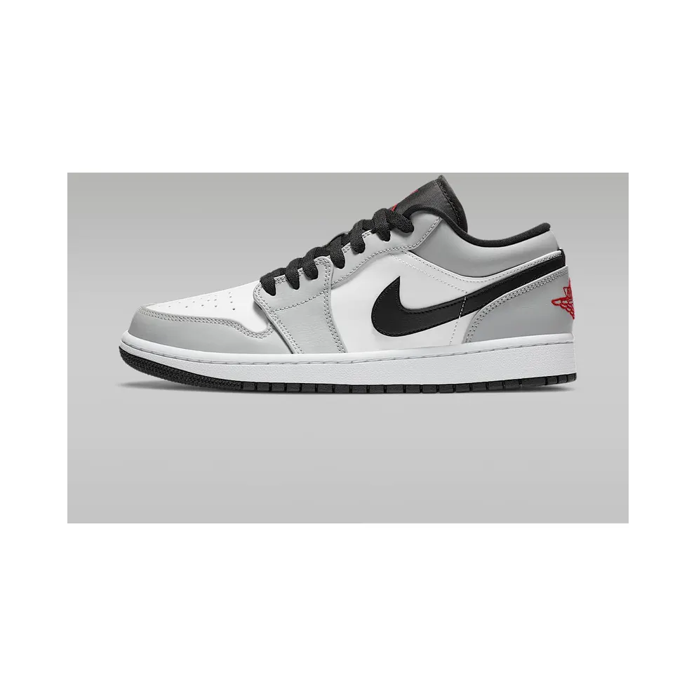 Jordan 1 Low Light Smoke Grey Light Solar Flare Heather/White-Black-Gym Red (553558-030)