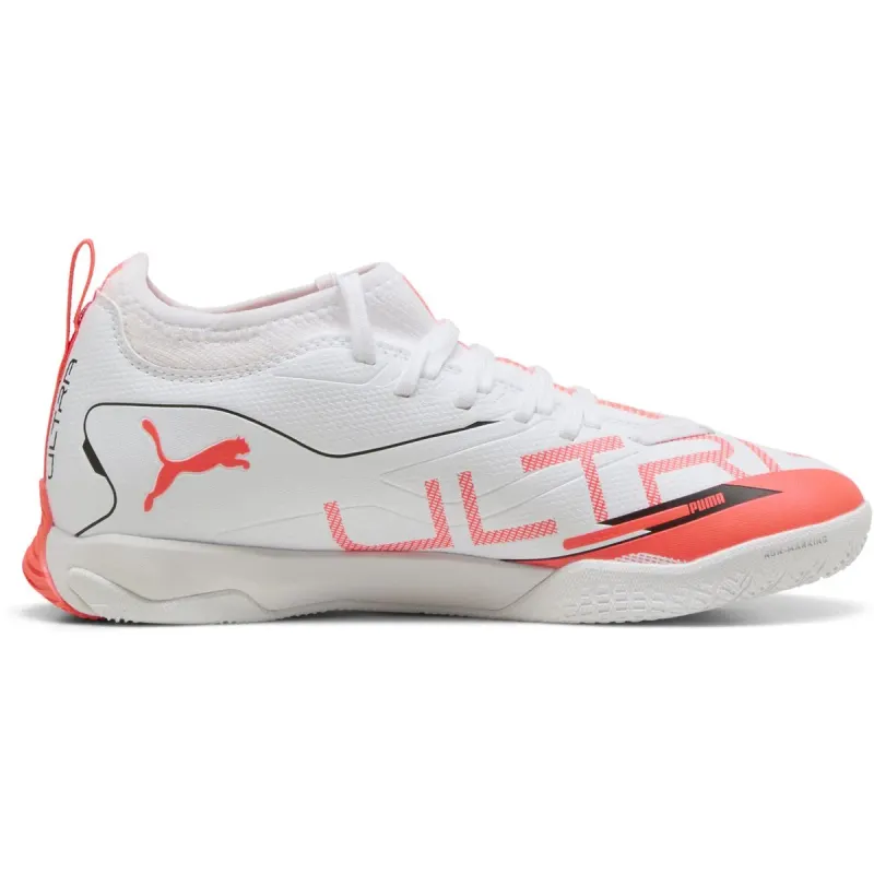 Puma ULTRA 5 MATCH IT + Mid Jr – PUMA White-PUMA Black-Glowing Red 3.5 für Kids, weiß, Größe 18 EU (108347)