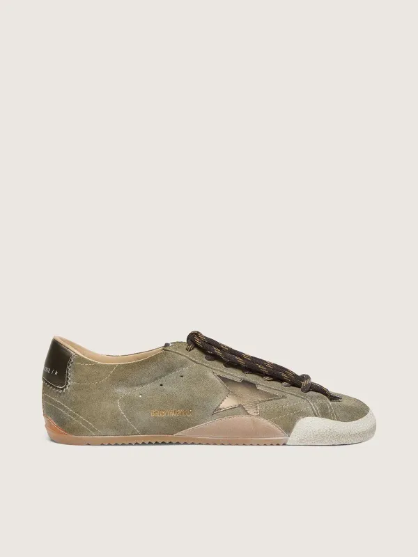 Golden Goose Men’S True-Star In Olive Suede With Gold Star (GMF00922.F008631.35679)