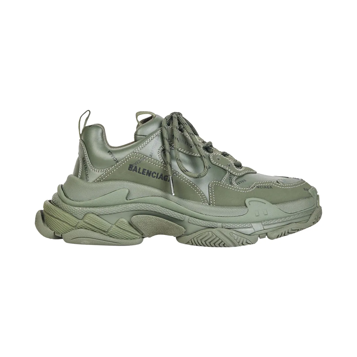 Balenciaga All Over Logo Triple S Green Black (536737W2FA13510)