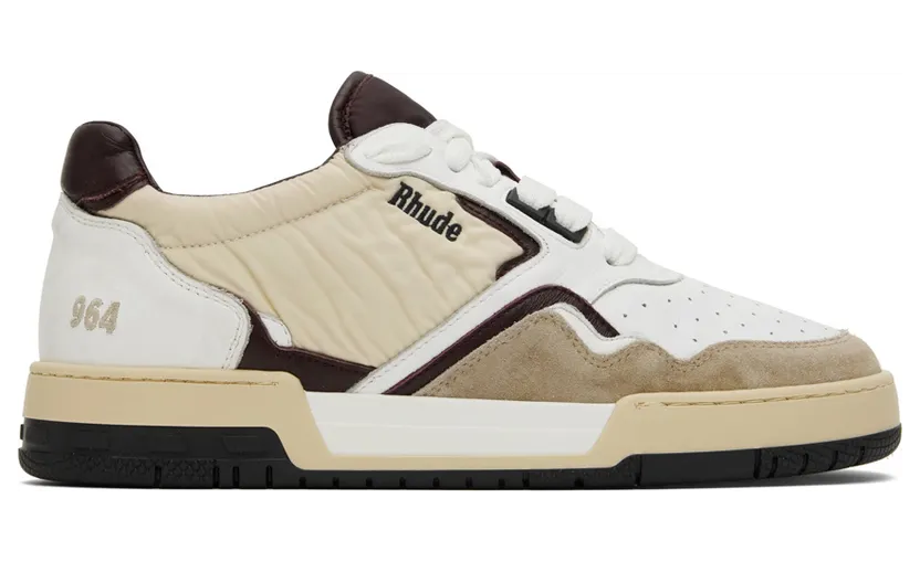 Rhude White & Beige Racing Sneakers (RHPF22FO02178810)