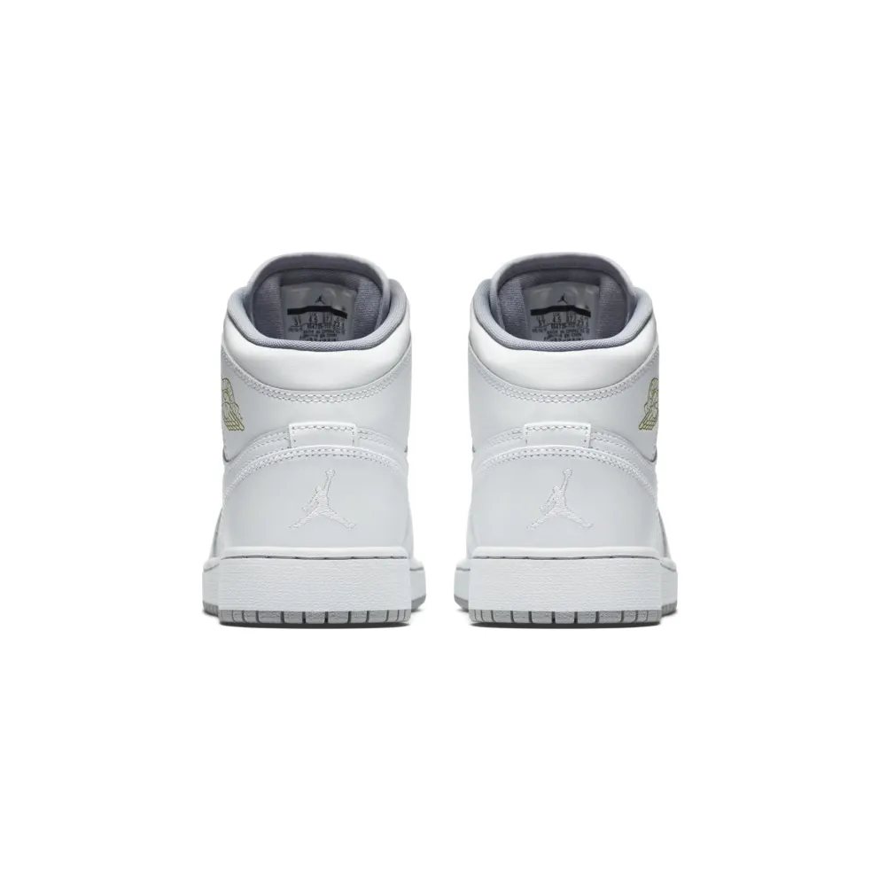 Jordan 1 Mid White (GS) White/White-Wolf Grey (554725-112)